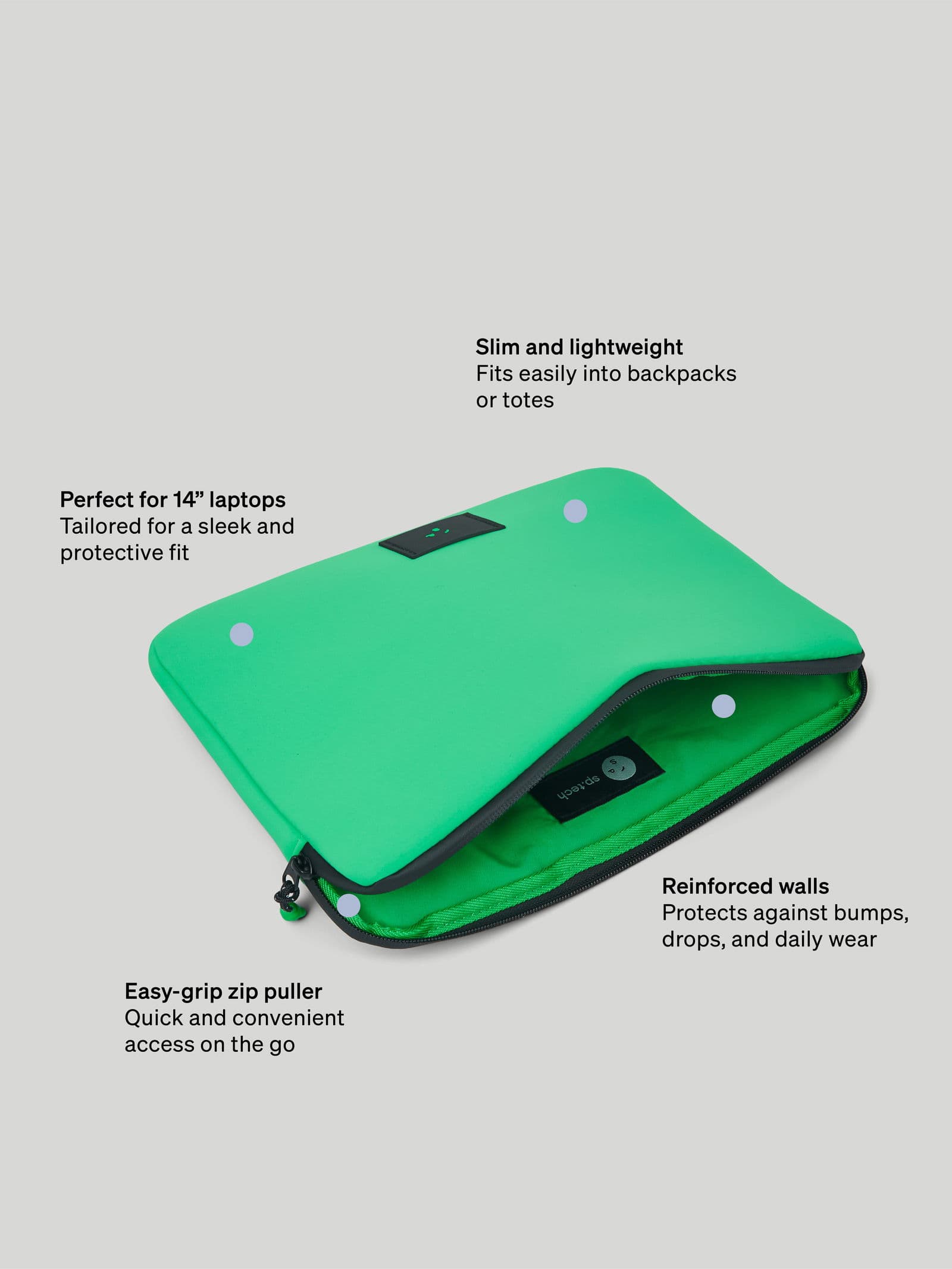 Laptop Laptop Sleeve 14" Bright Green - undefined 8 - SP Tech