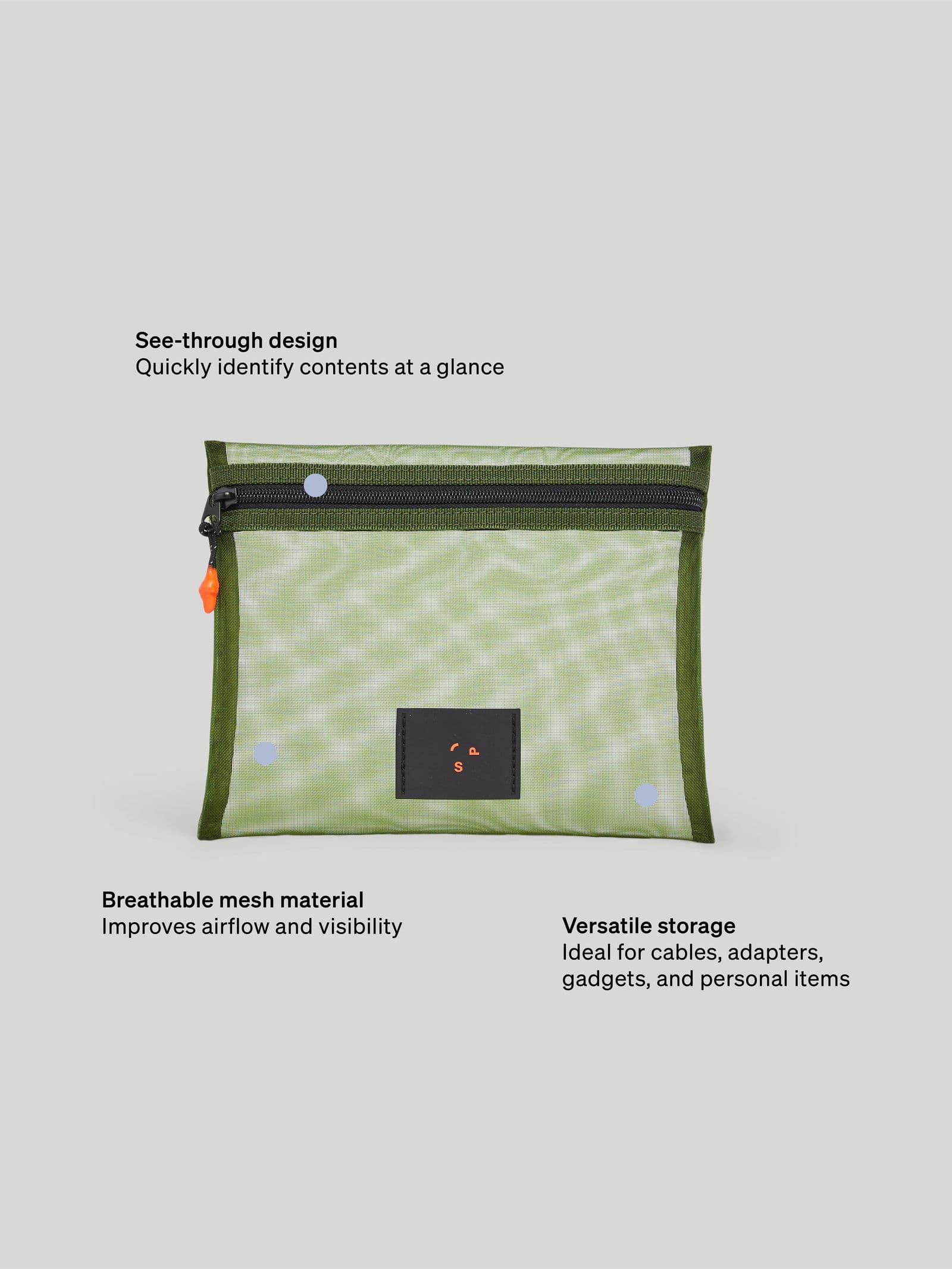 Mesh Organiser Flat Green 4 - SP Tech