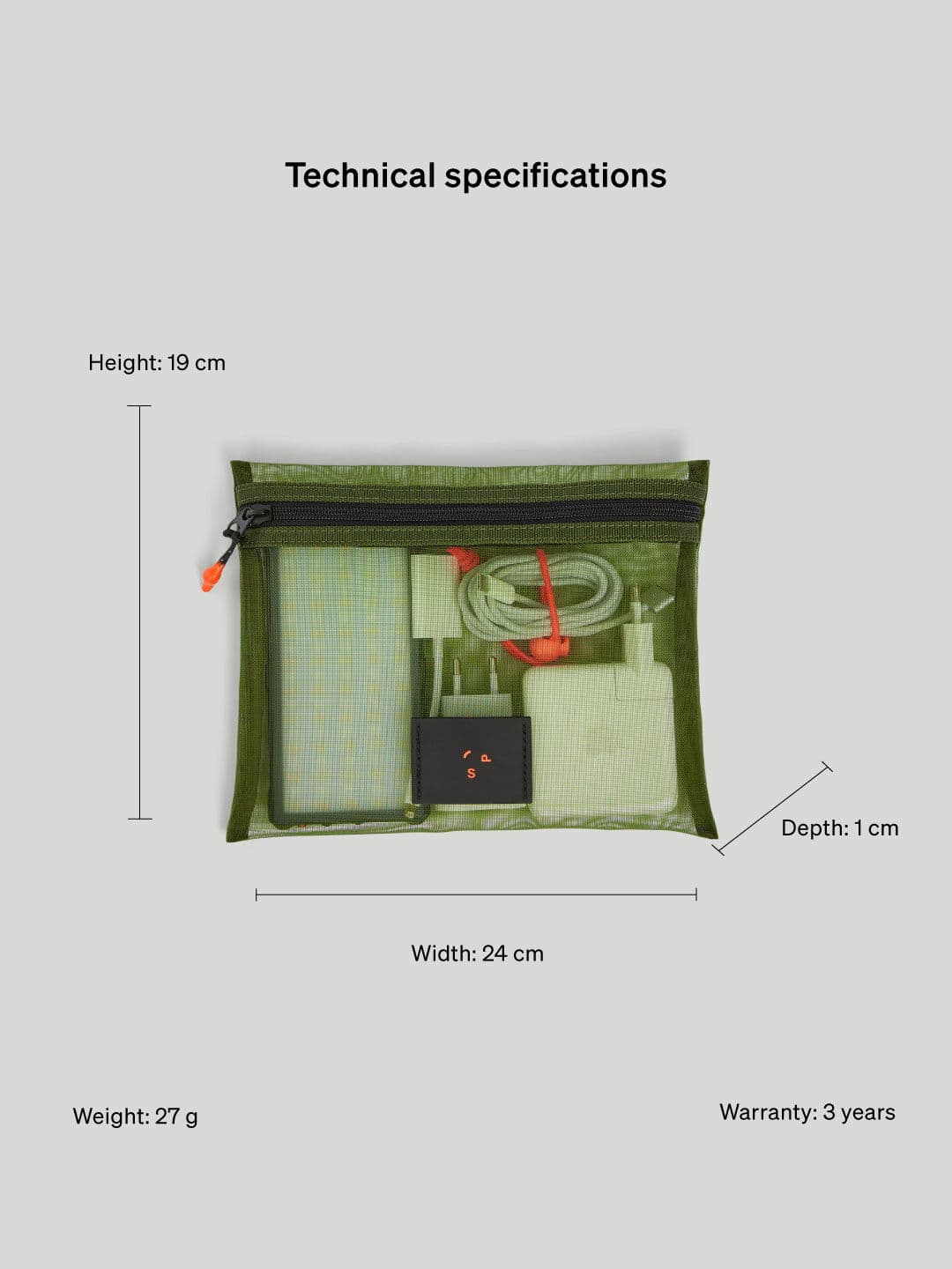 Mesh Organiser Flat Green 5 - SP Tech