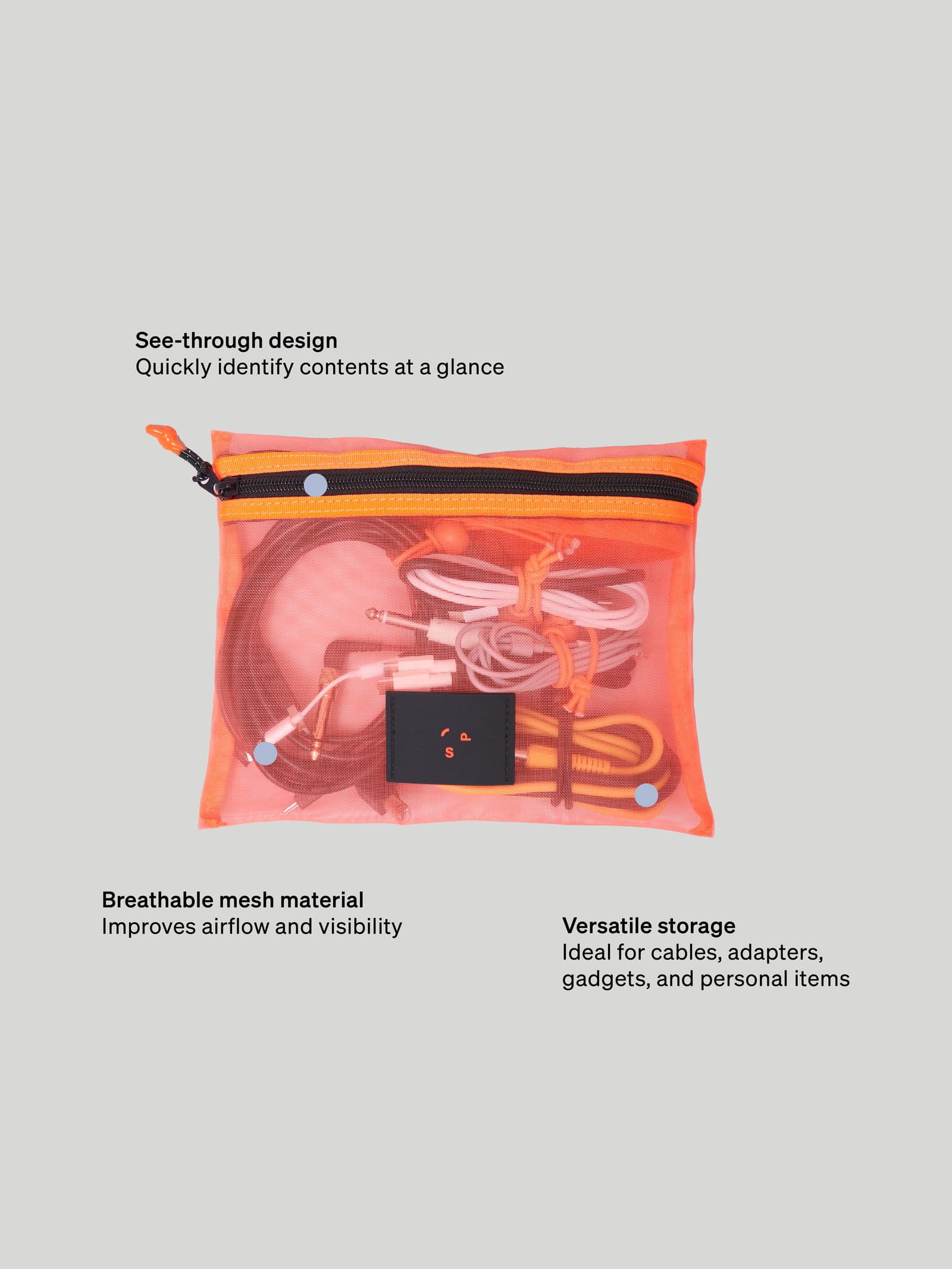 Mesh Organiser Flat Orange 7 - SP Tech