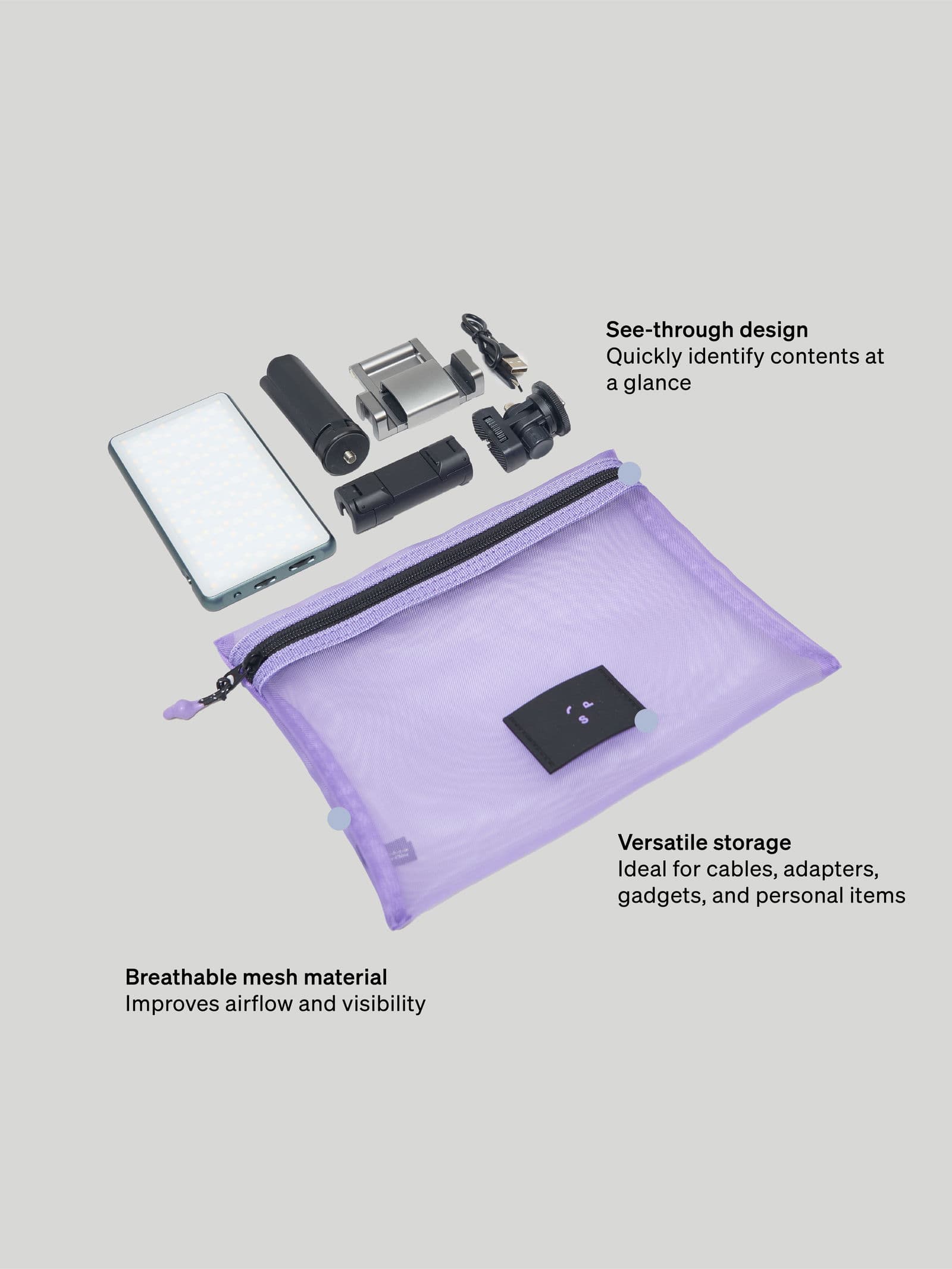 Mesh Organiser Flat Purple 7 - SP Tech