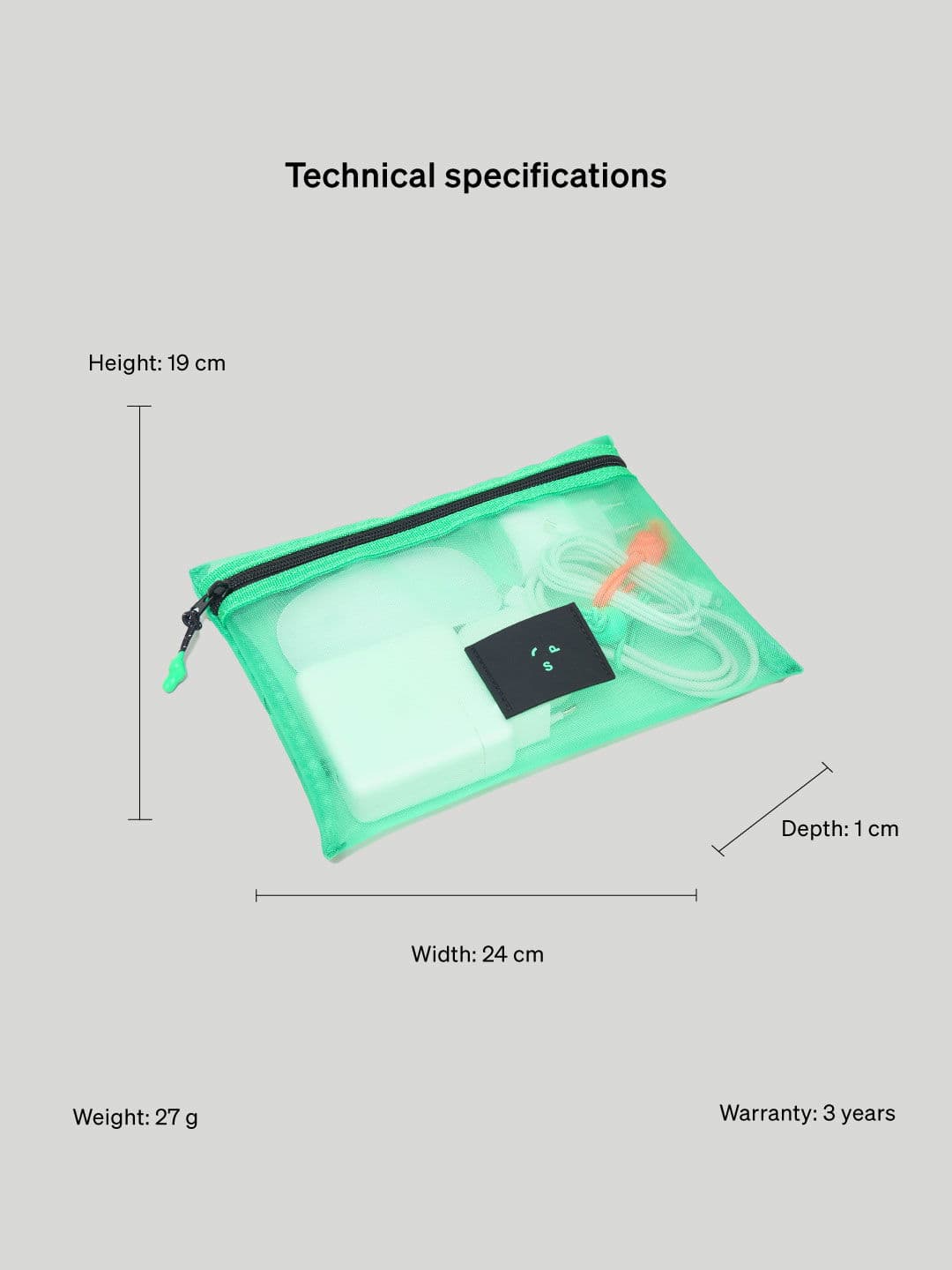 Mesh Organiser Flat Bright Green 4 - SP Tech