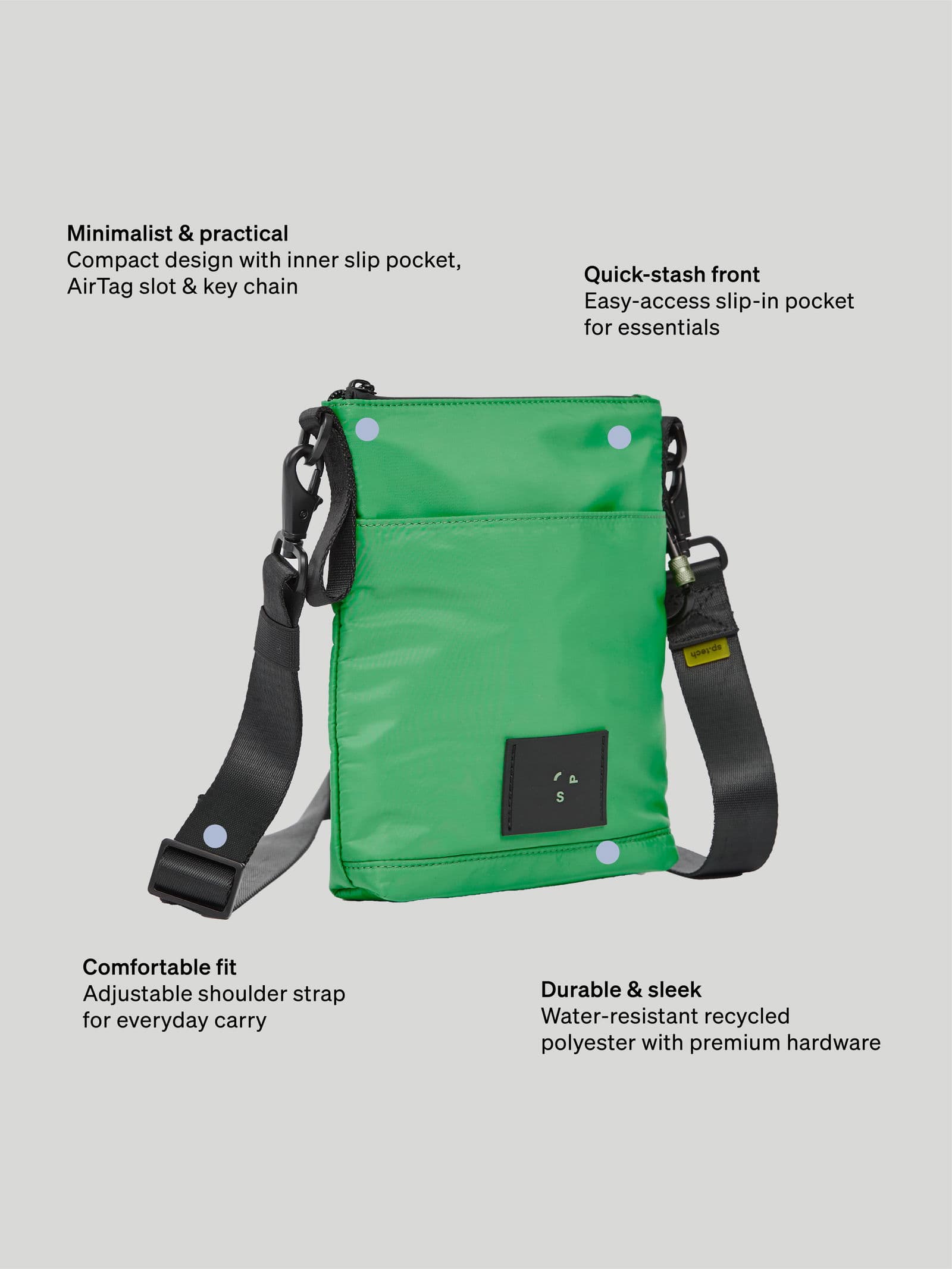 Small Small Cross Body Bag Bright Green - undefined 8 - SP Tech